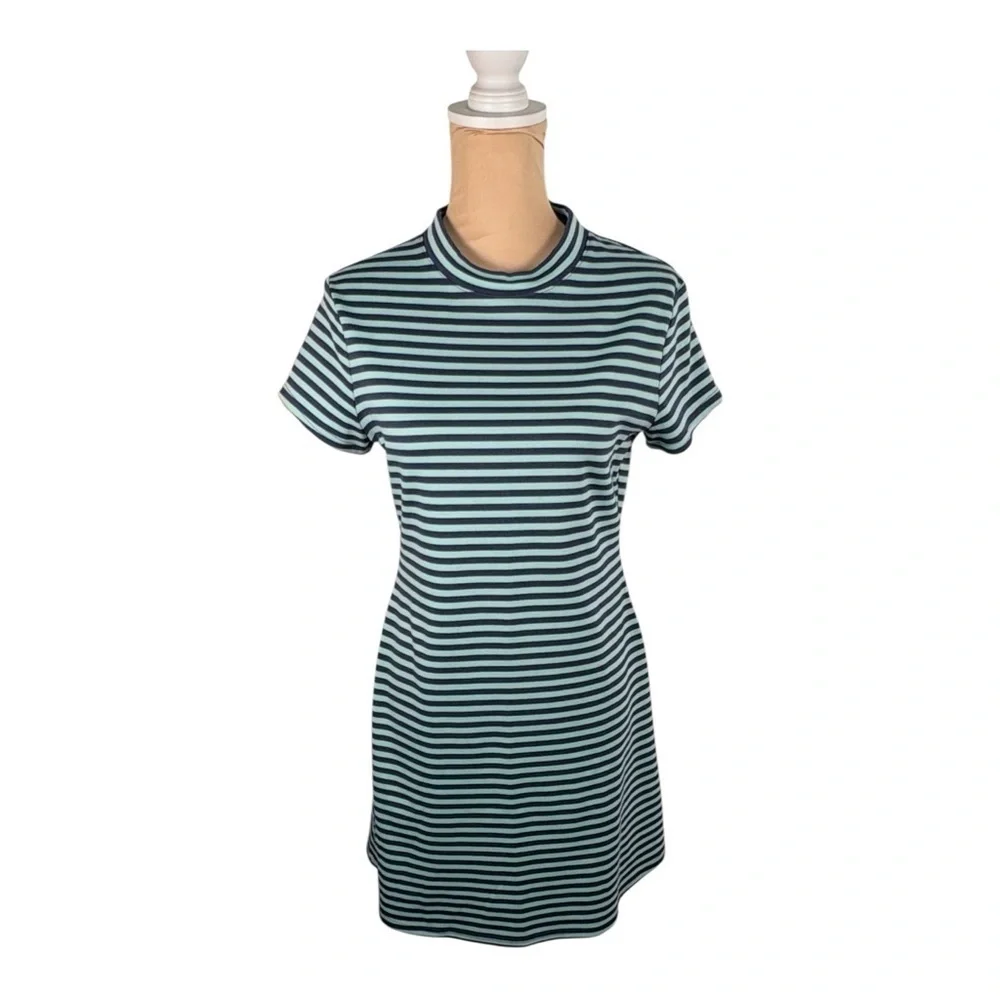 Free People Beach On The Line Mock Neck Short Sleeve Stretch Mini Dress Medium